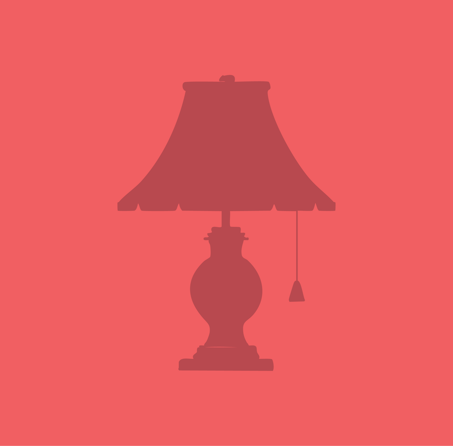 A silhouette of a lamp on a red background.