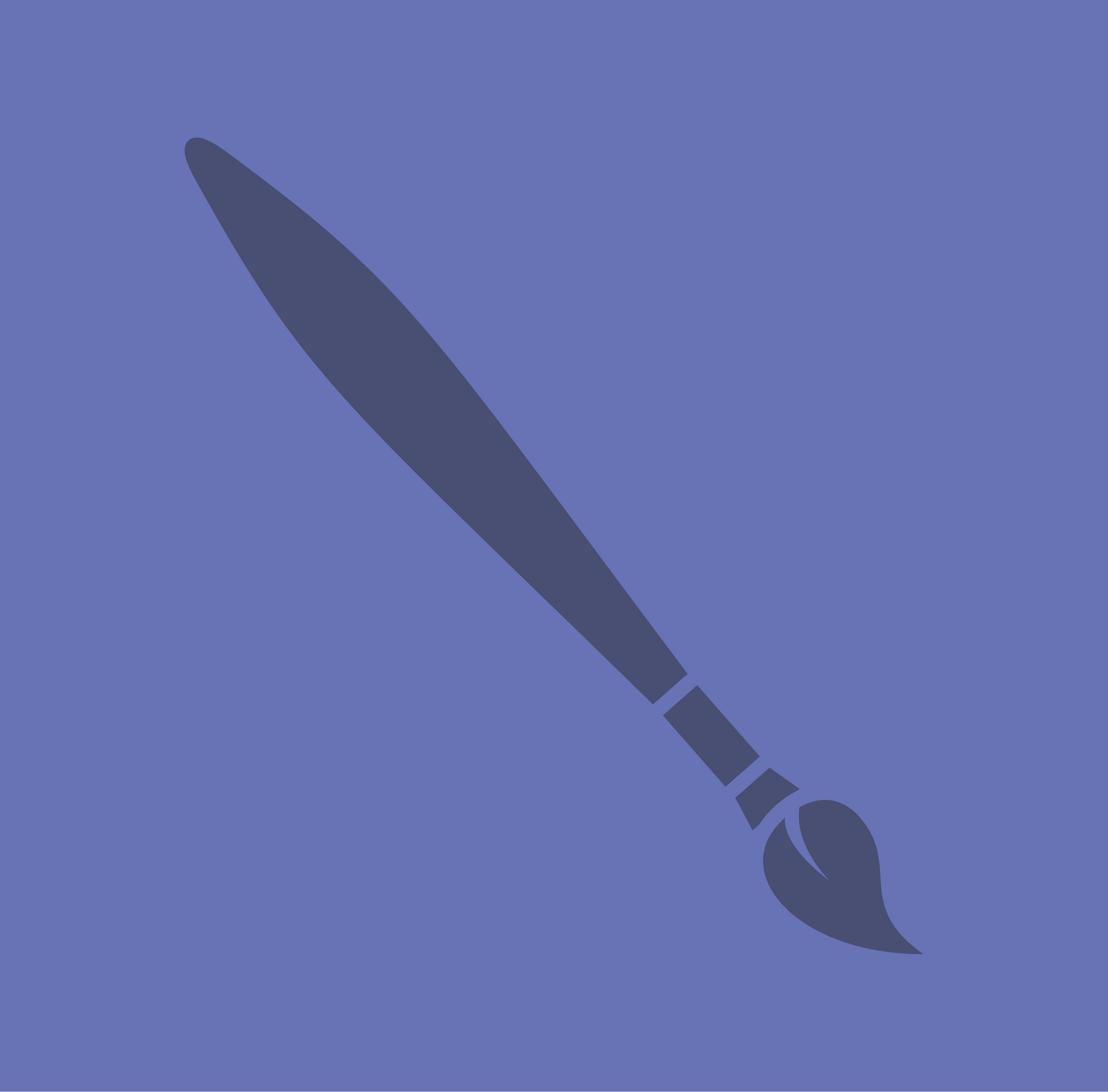 A silhouette of a paint brush on a purple background.