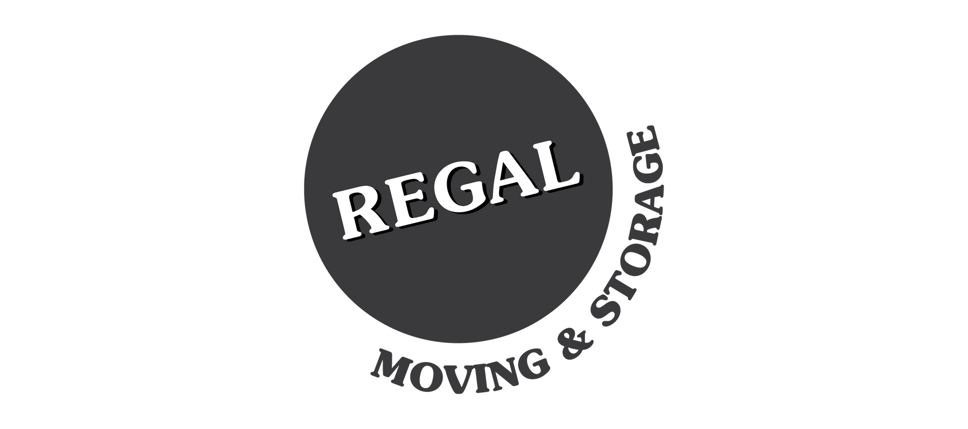 A black and white logo for regal moving and storage.