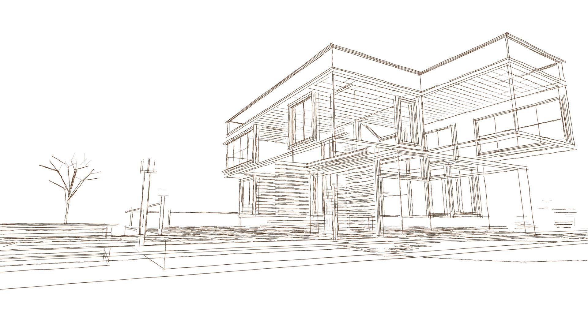 House Architectural Sketch 3d Illustration