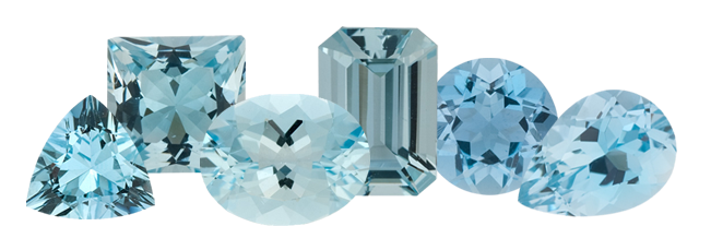 loose aquamarine gemstones