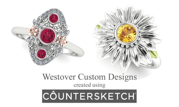 Filigree Ruby Ring and Sunflower Ring designed by Virginia Davis with CounterSketch