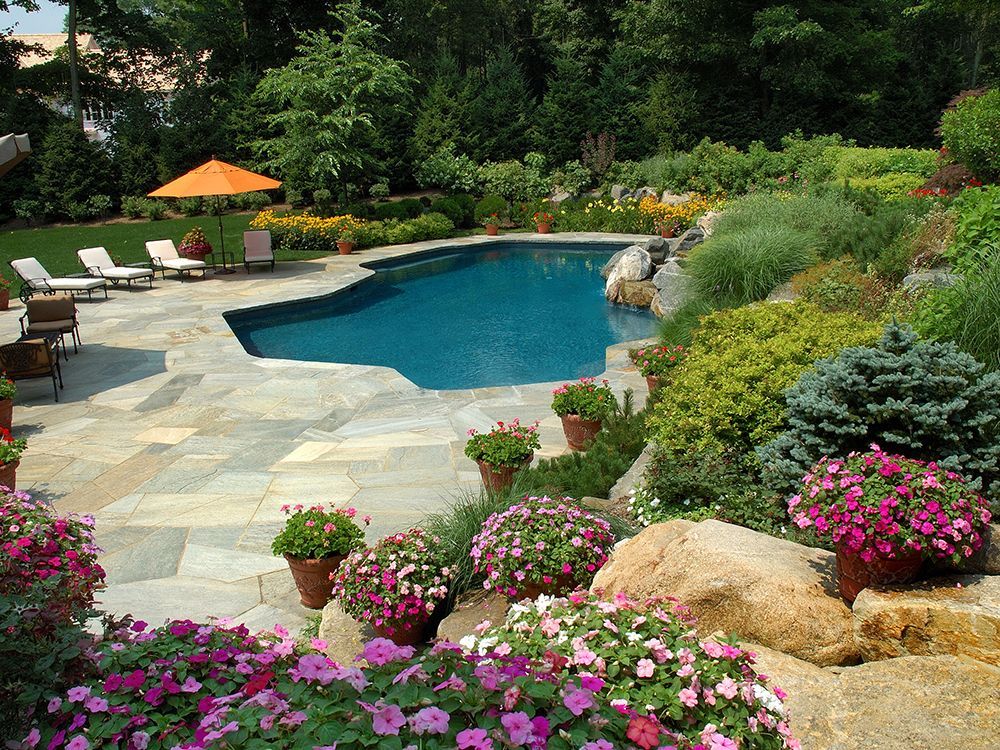 Backyard Garden With Pool — Kilmarnock, VA — Booth Landscaping
