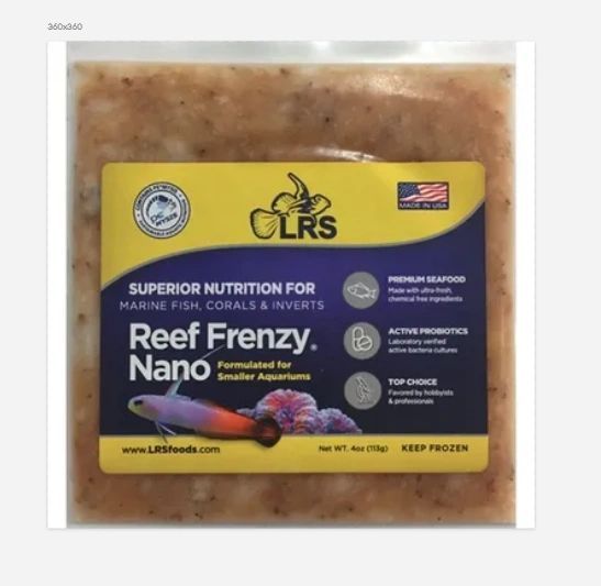 A bag of reef frenzy nano fish food