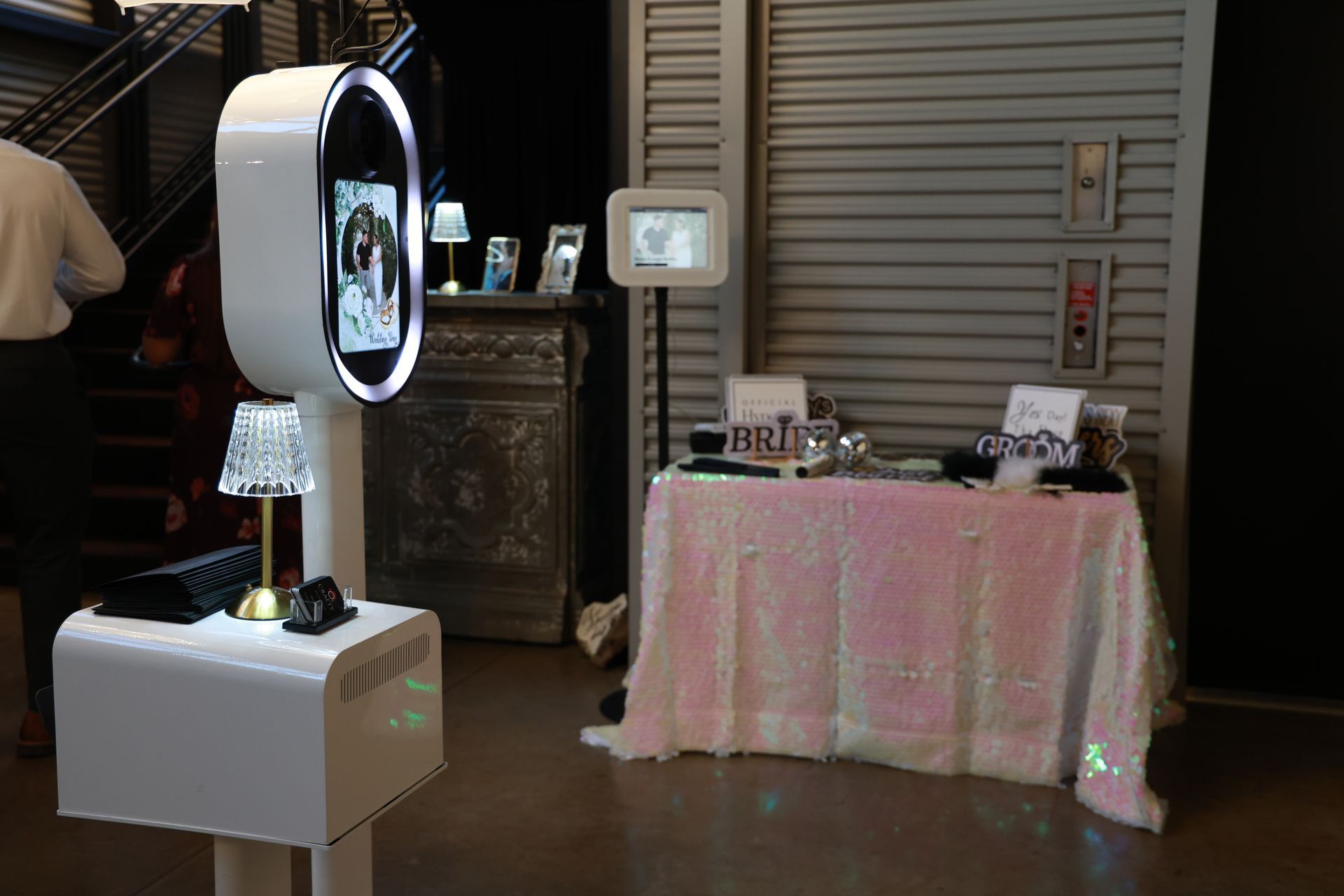 Wedding guests enjoying a premium photo booth experience at Maryssa and Joseph’s reception.”