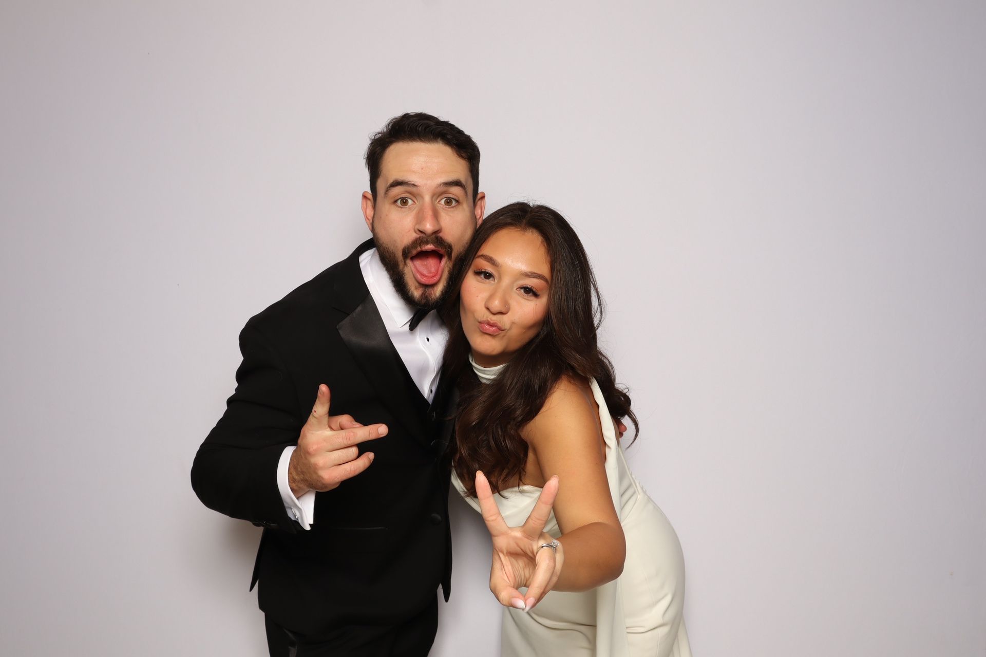 Bride and groom Joshua and Marcella posing at their Boerne, Texas wedding with professional event photography lighting.”