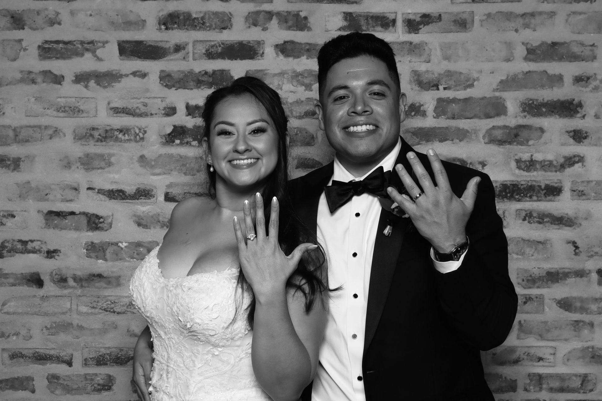 Luxury black and white photo booth print with premium finish