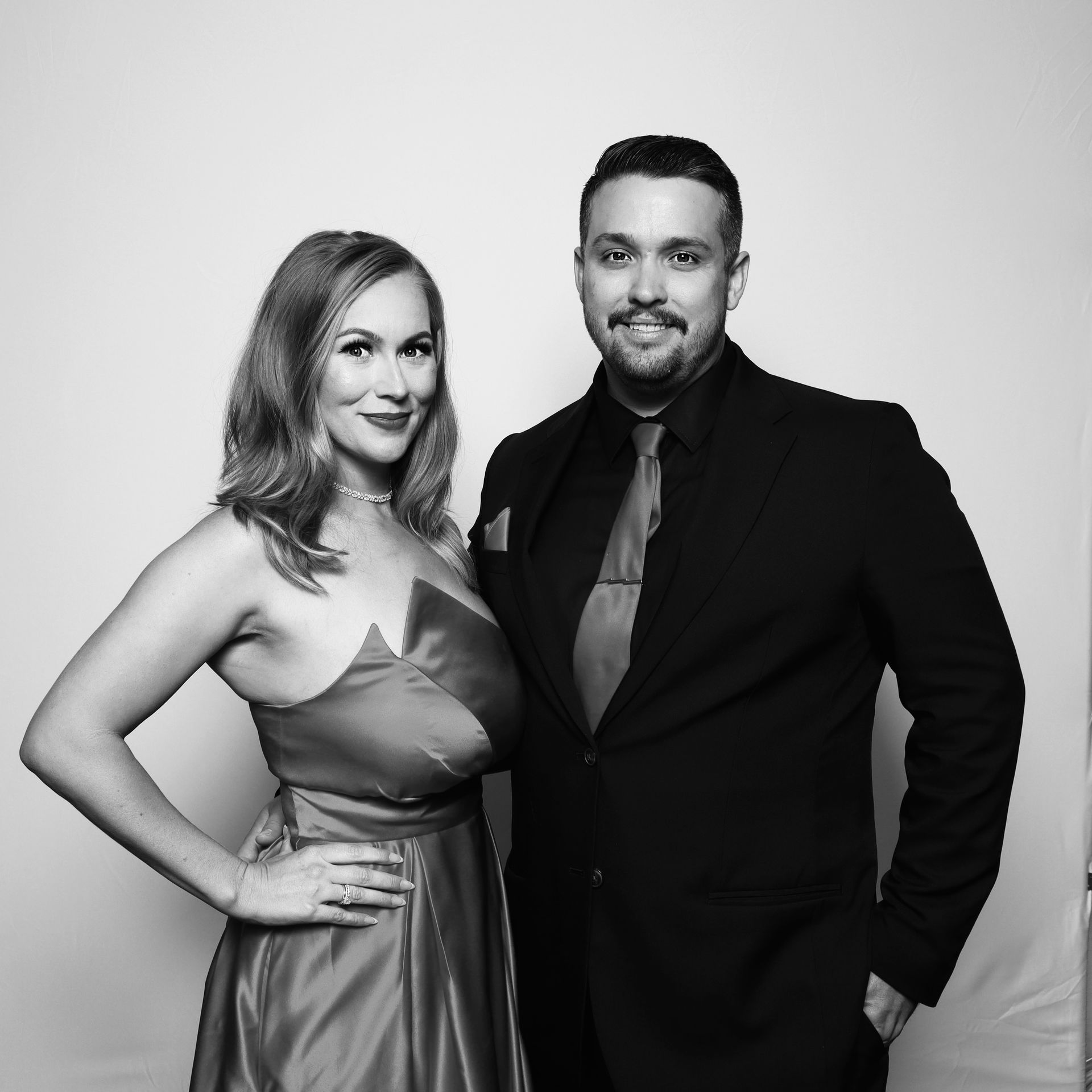 Formal event guest portrait from black and white glam photo booth rental