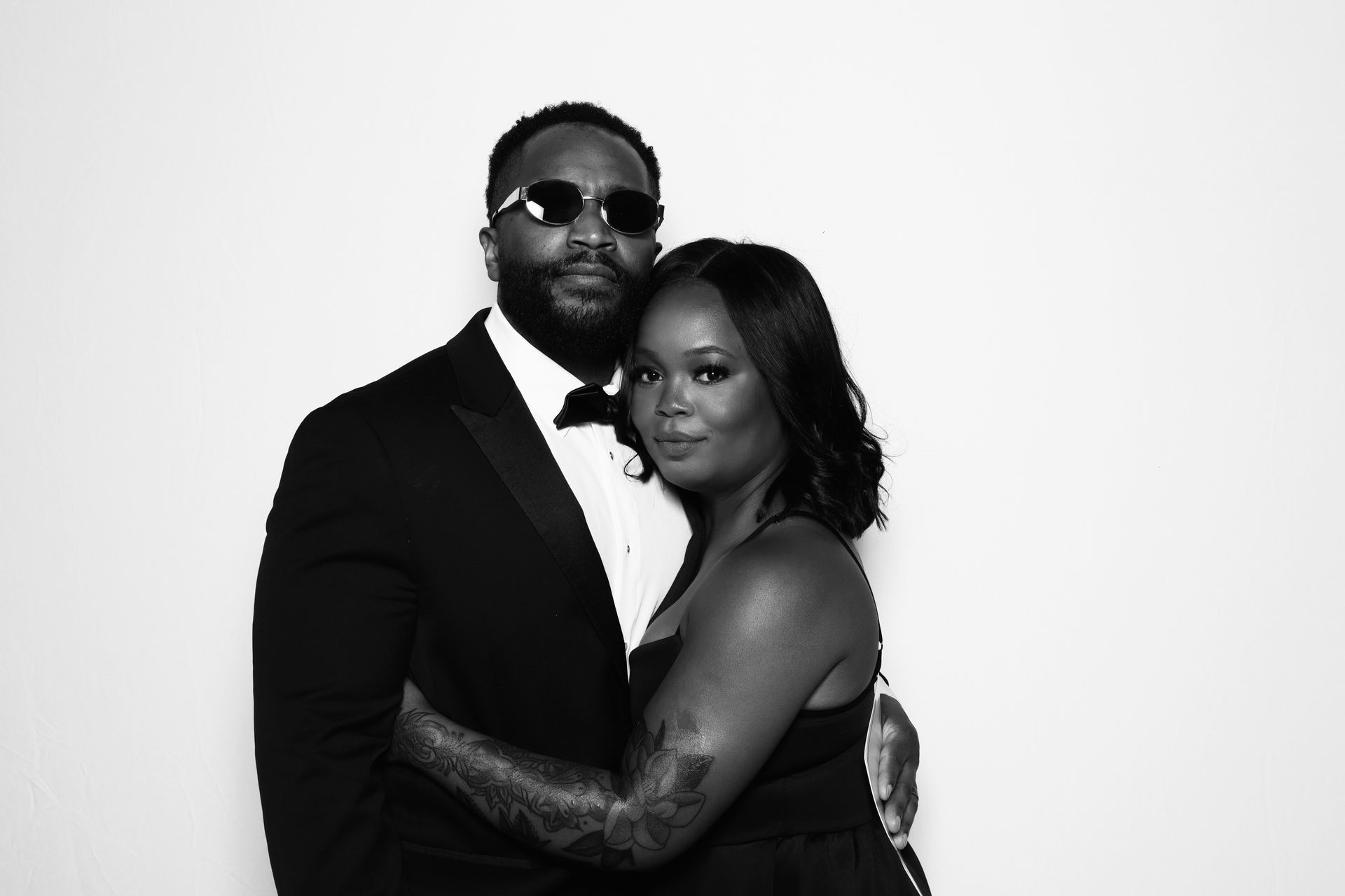 Luxury black and white photo booth print with premium finish