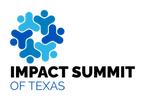 The logo for the impact summit of texas is blue and black.