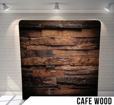 A wooden wall with the words cafe wood on it