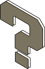 Brown and white stylized question mark in an isometric view.