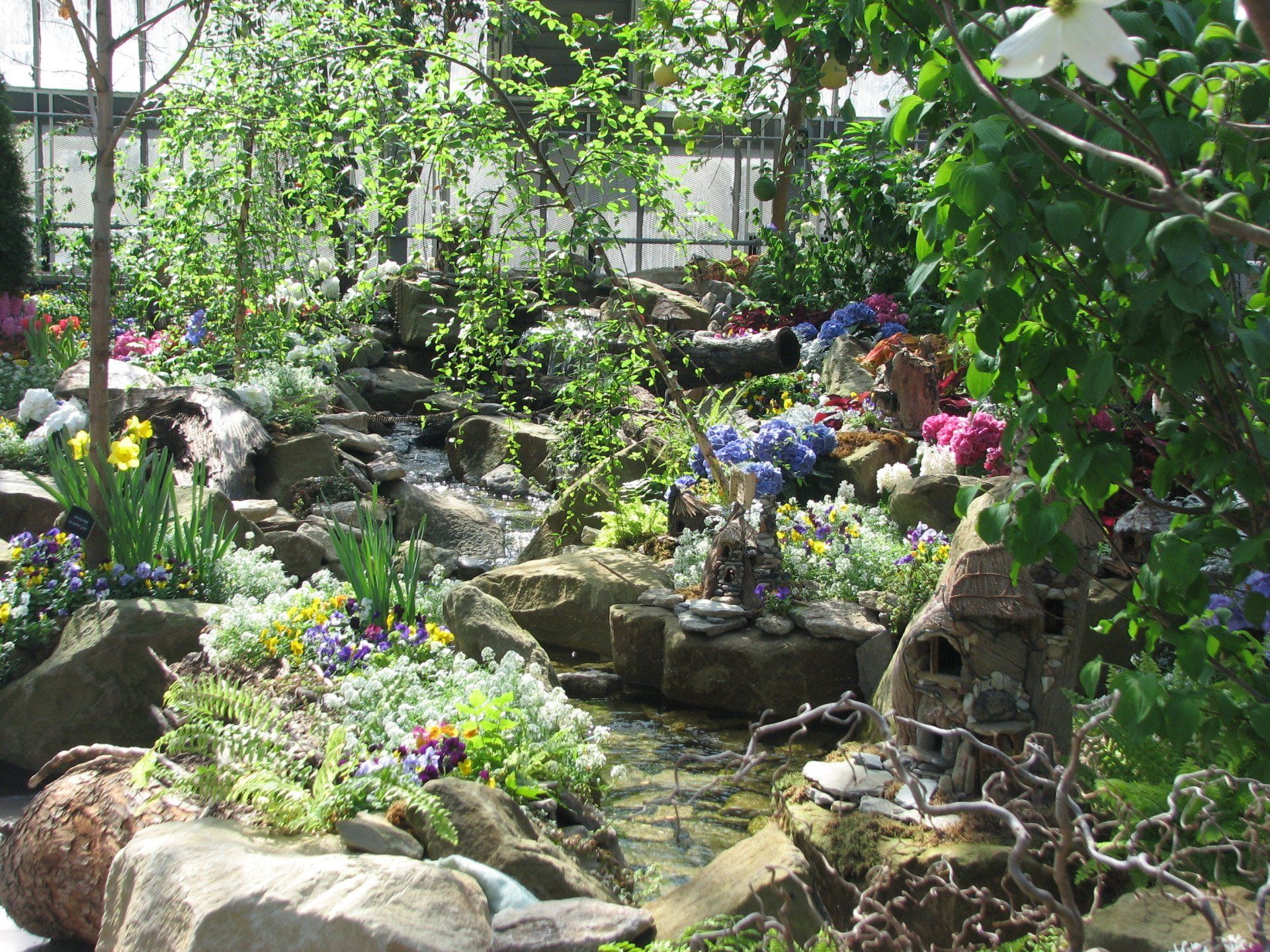 Krohn Conservatory - Enchanted Forest with stone, water + plants