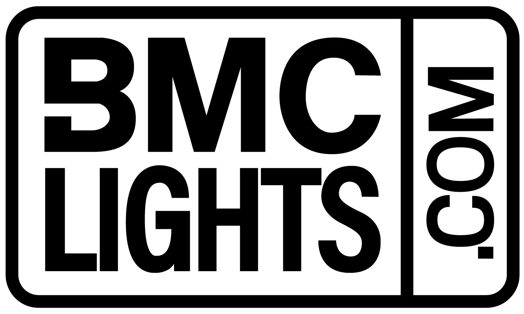 A black and white logo for bmc lights.
