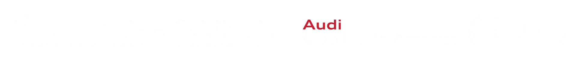 Audi text in burgundy.