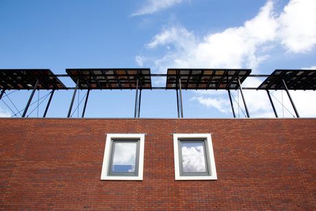 a solar panel in the commercial roof top