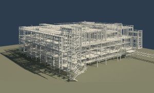 Steel frame 3d generated image of Eli Lilly factory frame
