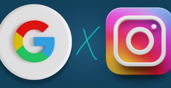 Google and Instagram icons on dark blue background