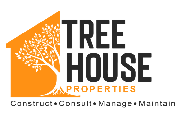 TREE HOUSE PROPERTIES logo: with orange treehouse icon and black text, tagline: Construct • Consult • Manage • Maintain