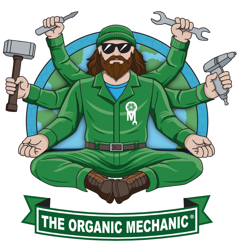 a logo for organic mechanic service and repair