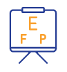 Whiteboard with the letters EFP.