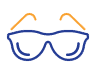 Blue and gold-framed eyeglasses.