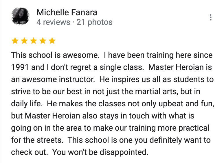 A review of a martial arts school by michelle fanara