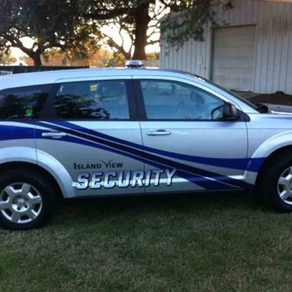 Silver SUV with blue accents,