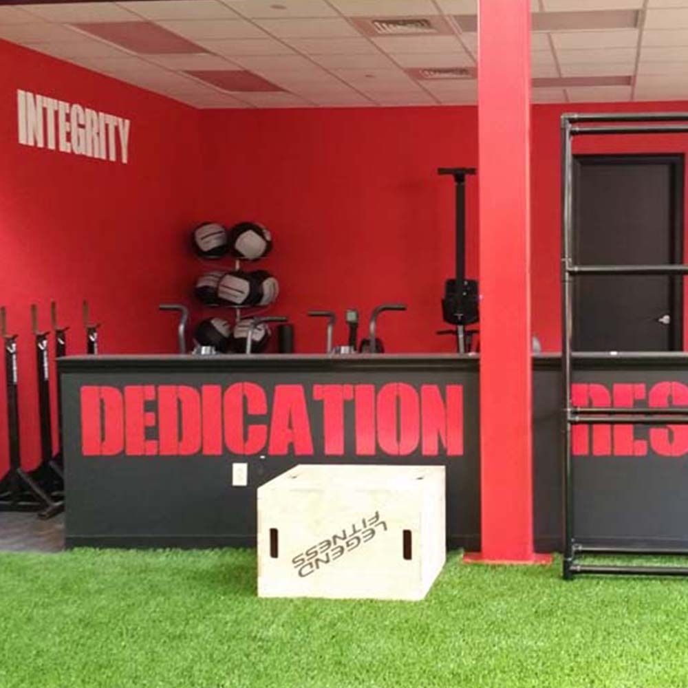 Red gym interior with