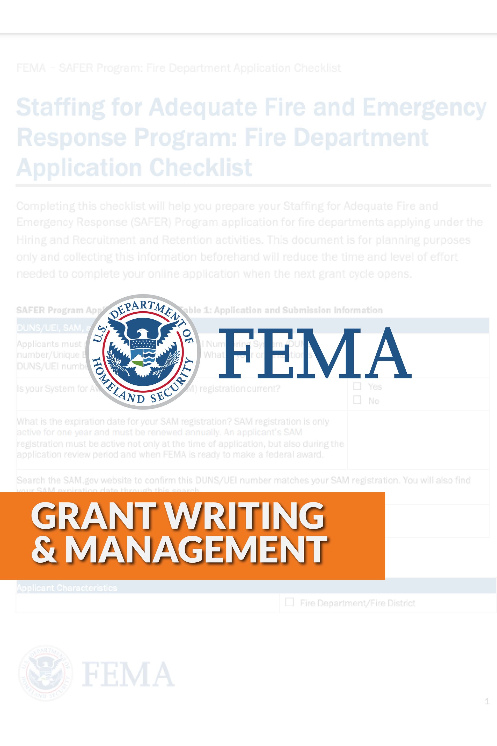 Grant writing and management services for recruitment and retention FEMA SAFER Grant.