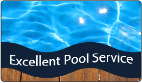 A sign that says excellent pool service on it