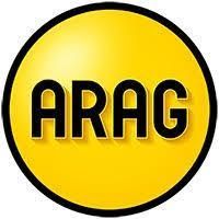 A yellow circle with the word arag written inside of it.