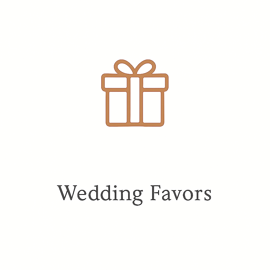 婚禮禮品圖標，白色背景上有禮品盒。