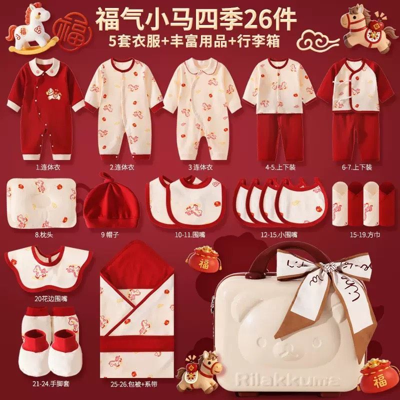 馬年寶寶新生兒滿月禮盒26套組+禮品行李箱