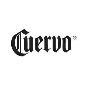 Logotipo de tequila Cuervo en tipografía gótica, negro sobre fondo blanco.