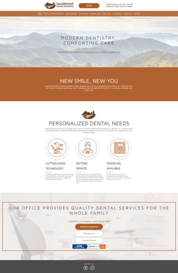 laurelwood family dentistry website screenshot