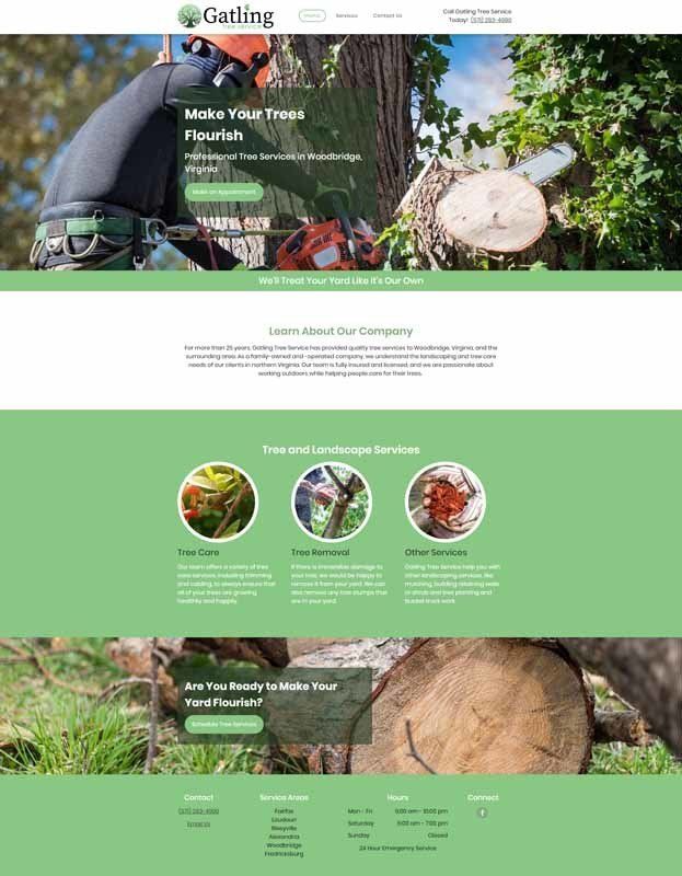 gatling tree service website screenshot