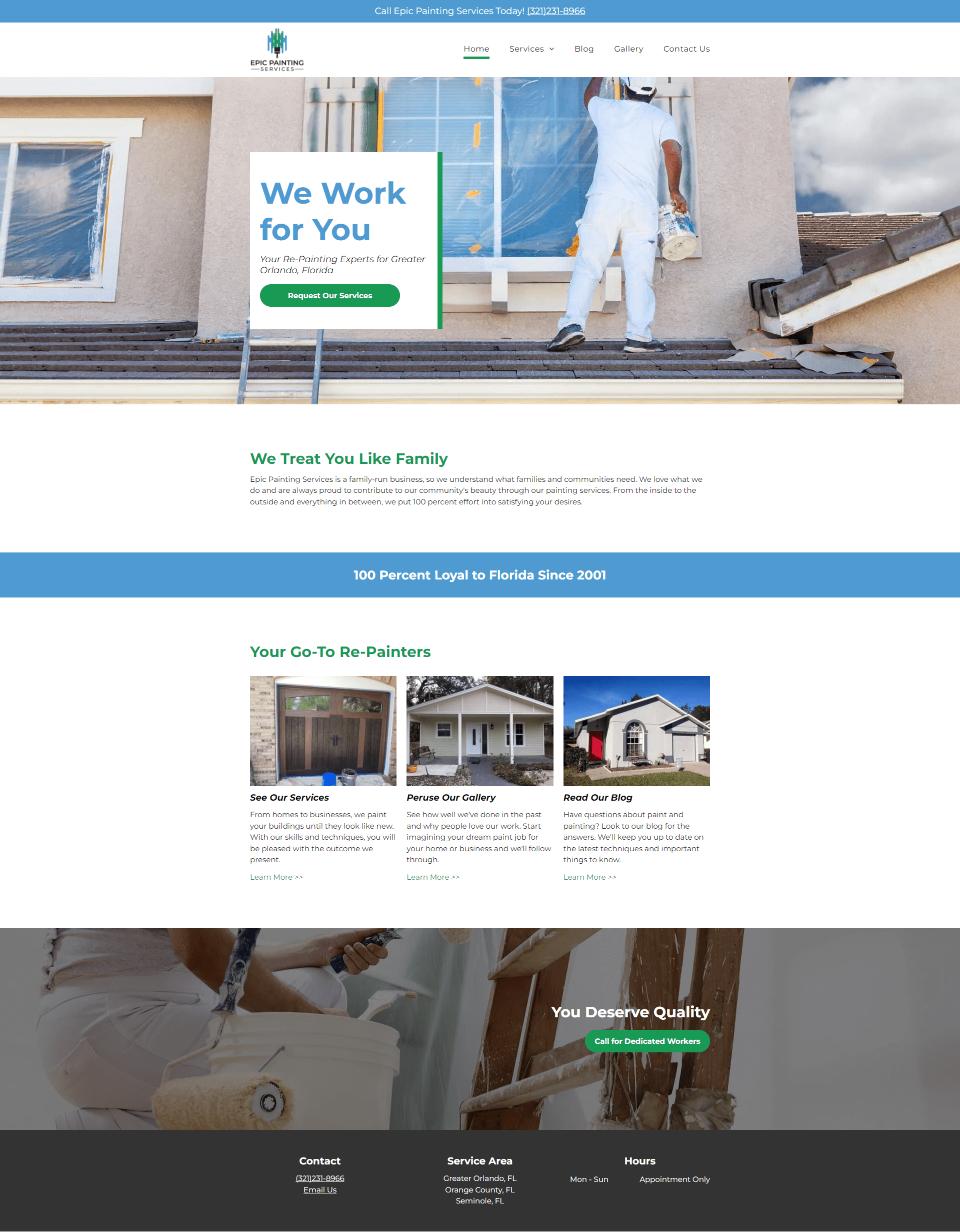 epic painting service website screenshot