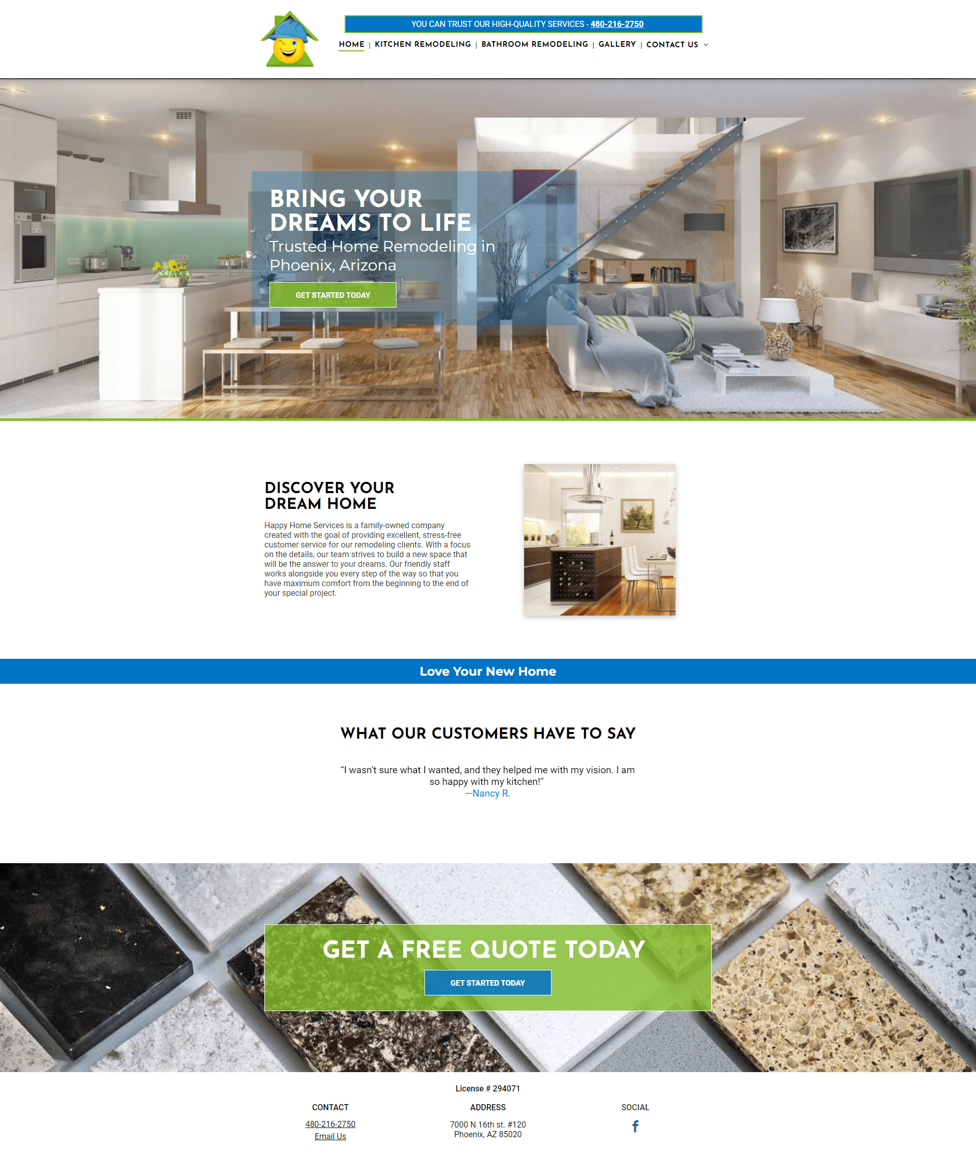 happy home services website screenshot