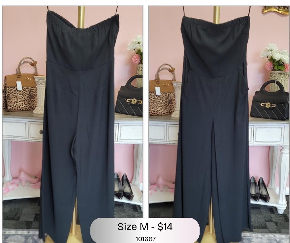 A black strapless jumpsuit with a price tag of $ 14