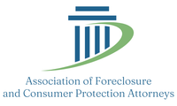The logo for the association of foreclosure and consumer protection attorneys.