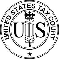 A black and white logo for the united states tax court.