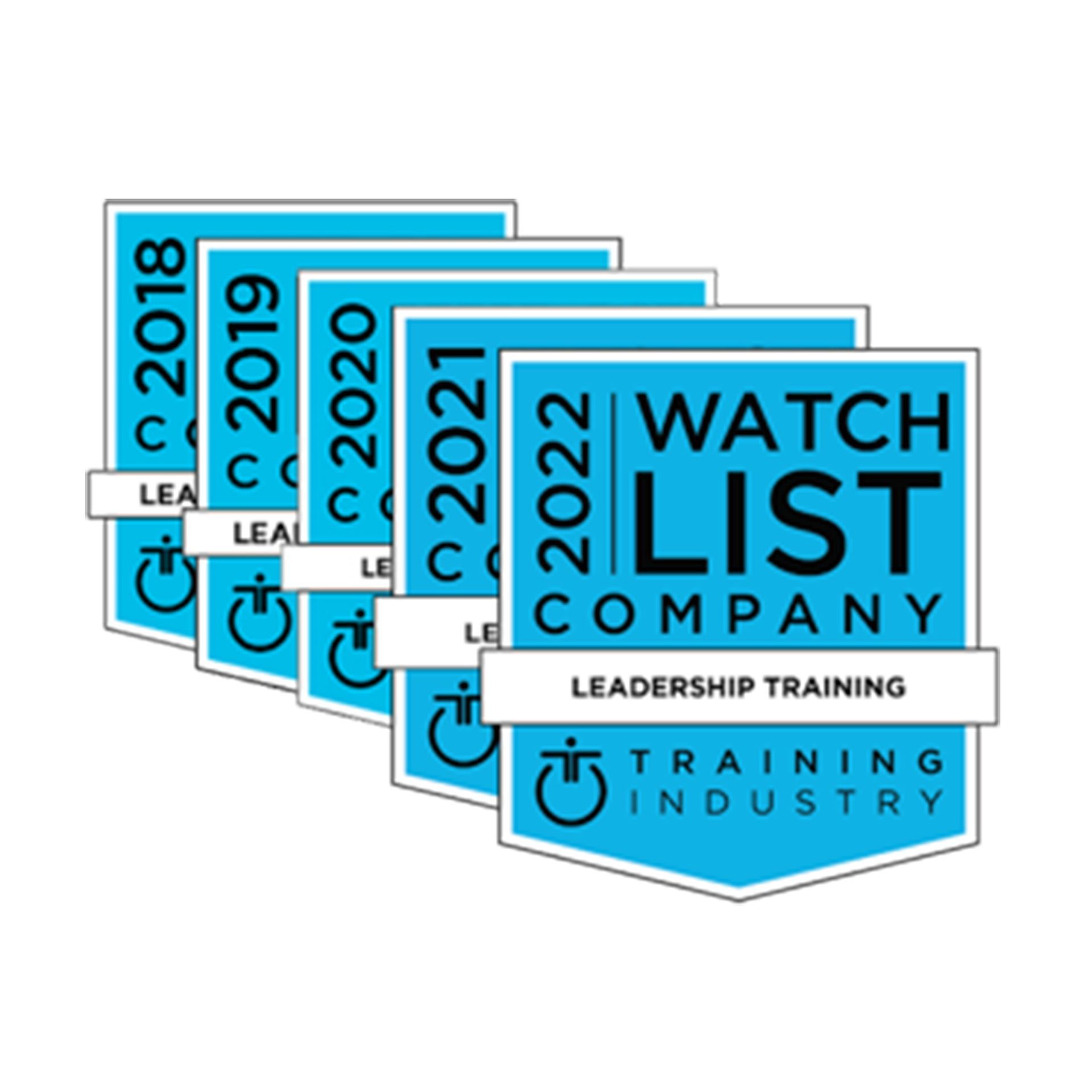 A stack of watch list company leadership training stickers