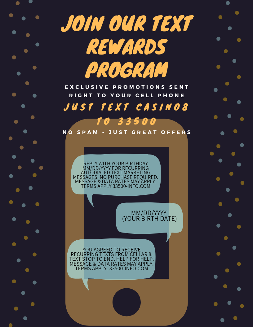A poster that says join our text rewards program