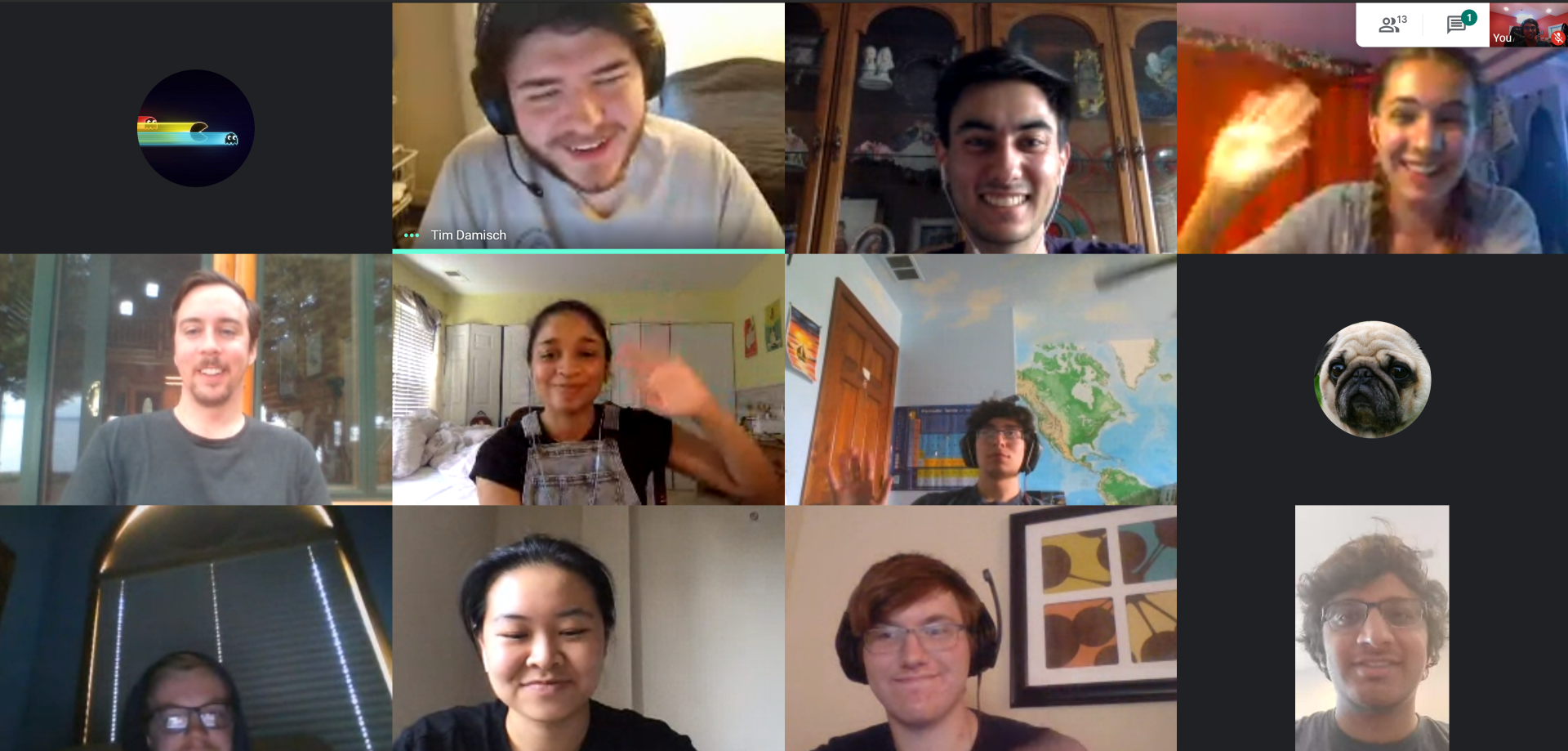 Team members meeting online.