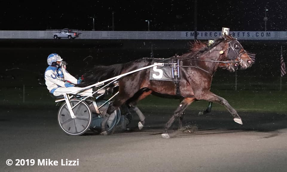 Stormy Kromer wins at Yonkers Raceway last winter. Mike Lizzi photo.