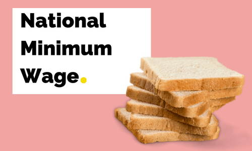 A stack of slices of bread on a pink background.