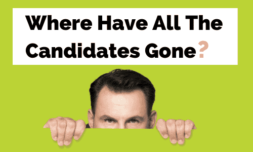 A man is peeking out from behind a sign that says `` where have all the candidates gone ? ''
