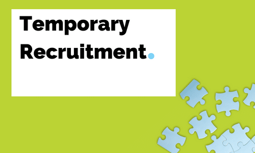 A green background with puzzle pieces and the words `` temporary recruitment ''