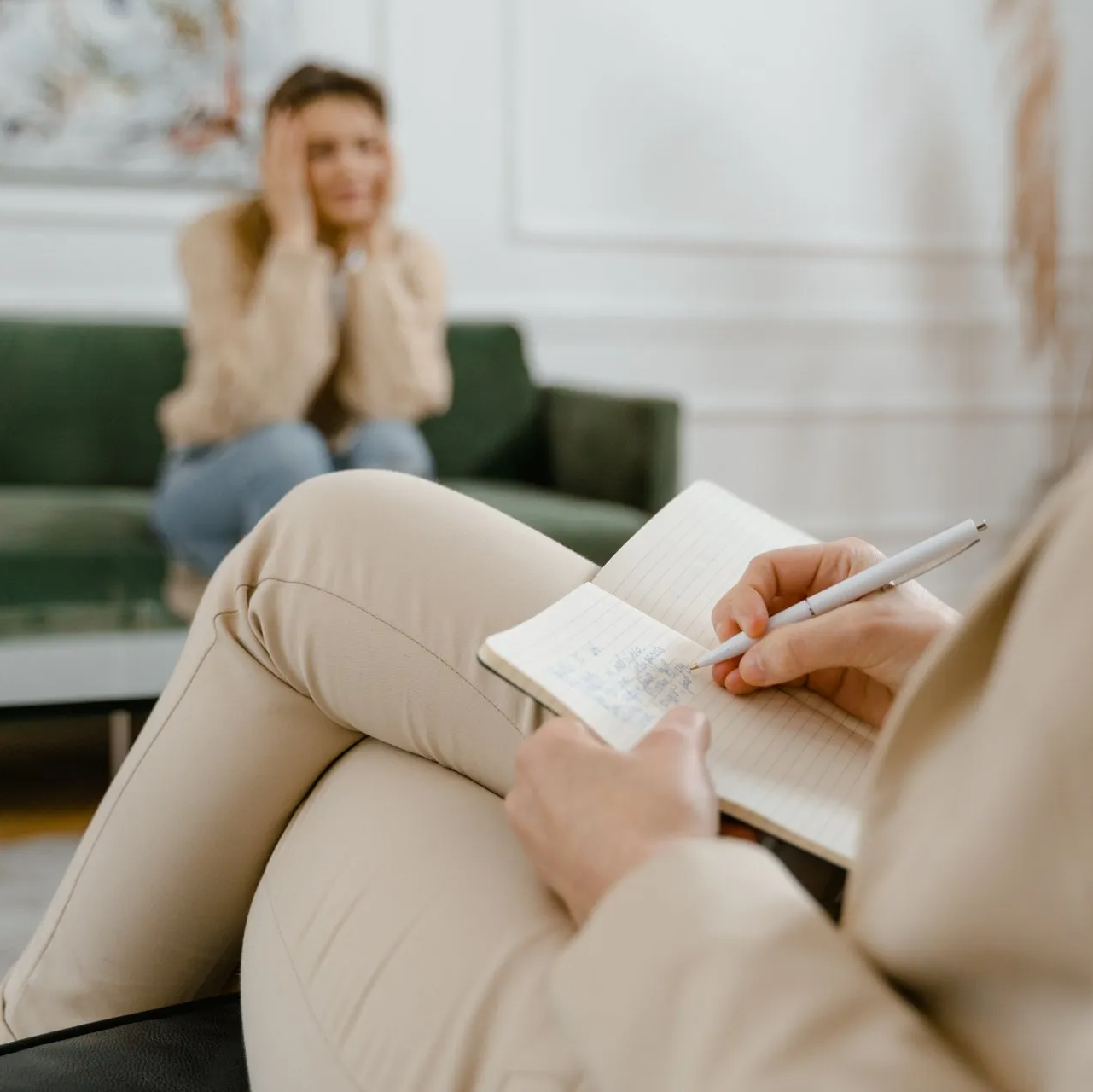 Woman in counseling, therapy in NJ.